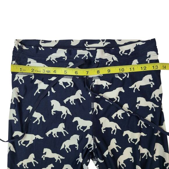 The Upside Leggings Yoga Drawstring Horse SZ 8 Blue White All Over Print - Picture 4 of 8